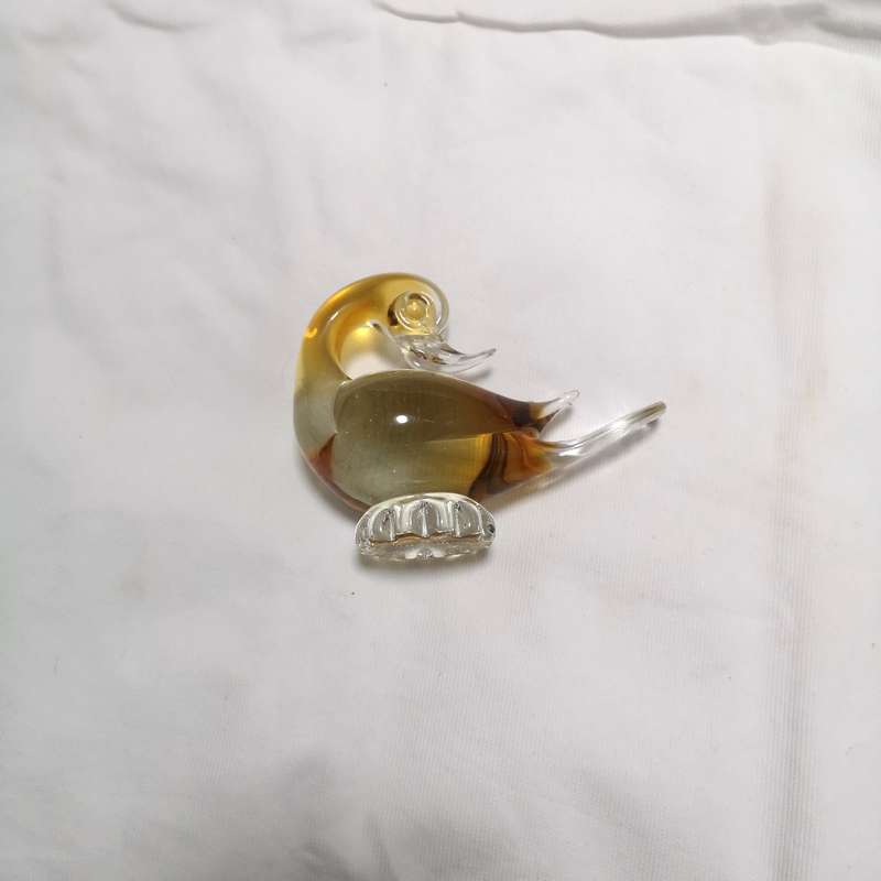 Murano Art Handmade Glass Yellow Gold Duck