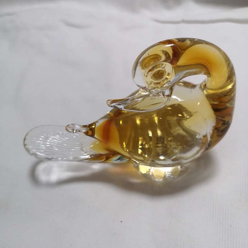 Murano Art Handmade Glass Yellow Gold Duck