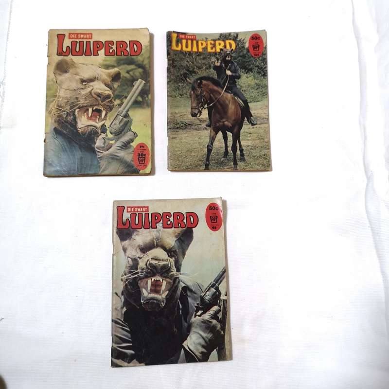 Die Swart Luiperd Afrikaans photo comic book- 3 Editions. Rare