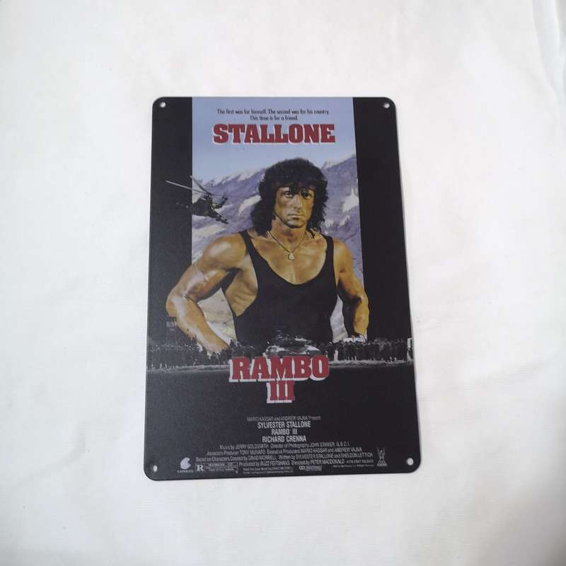 Rambo 3 Movie Metal Poster Tin Sign Sylvester Stallone 20x30cm Plate