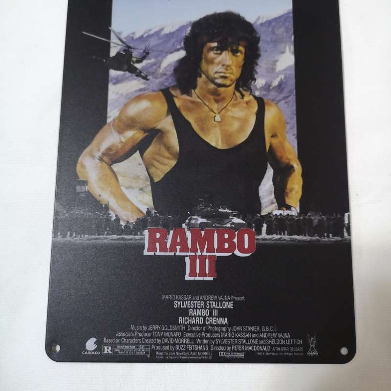 Rambo 3 Movie Metal Poster Tin Sign Sylvester Stallone 20x30cm Plate