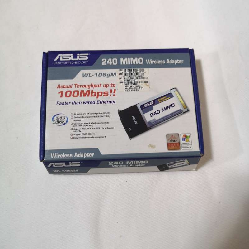 ASUS WL-106gM 240 MIMO Wireless Adapter PCMCIA WiFi 240Mbps 90-I8S002E00-01PZ