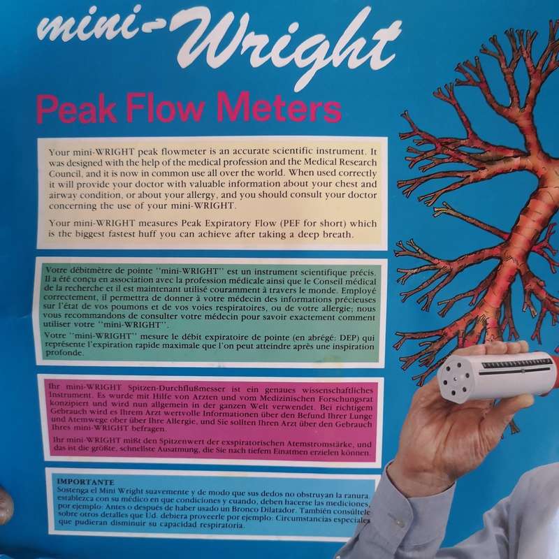 Asthmatics AIRMED Mini Wright Peak Flow Meter- England