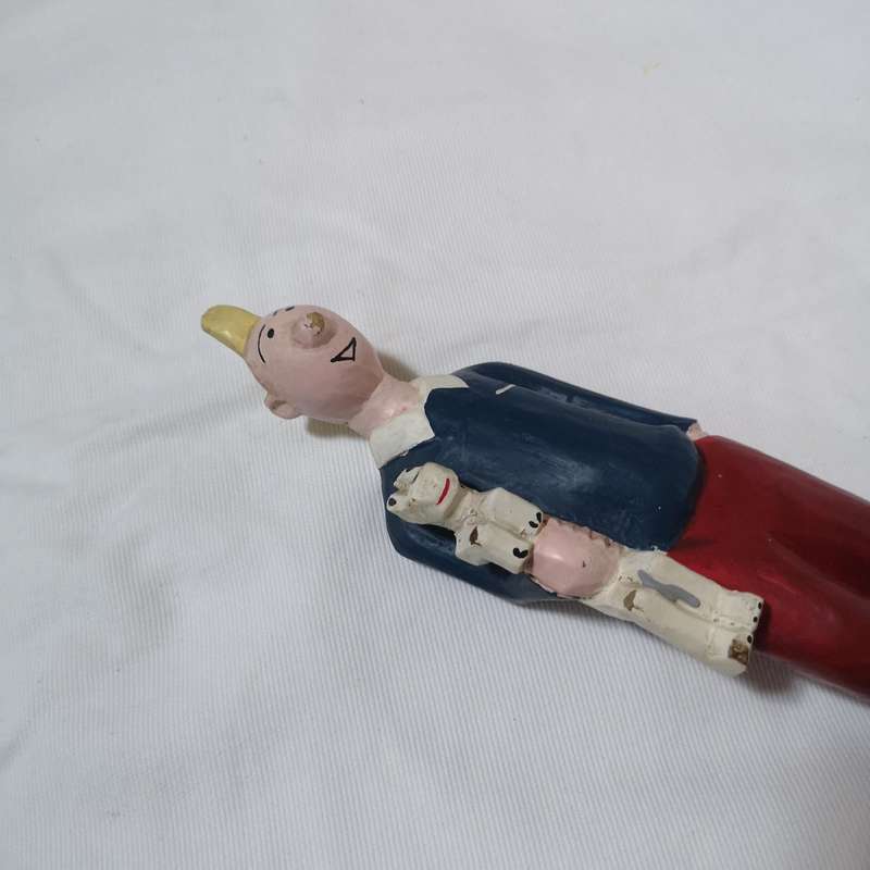 African Tintin sculpture Milu the dog in wood hand painted - Vintage - Ivory Coast