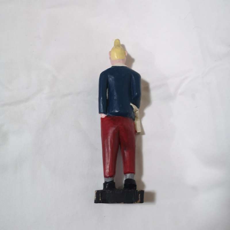 African Tintin sculpture Milu the dog in wood hand painted - Vintage - Ivory Coast