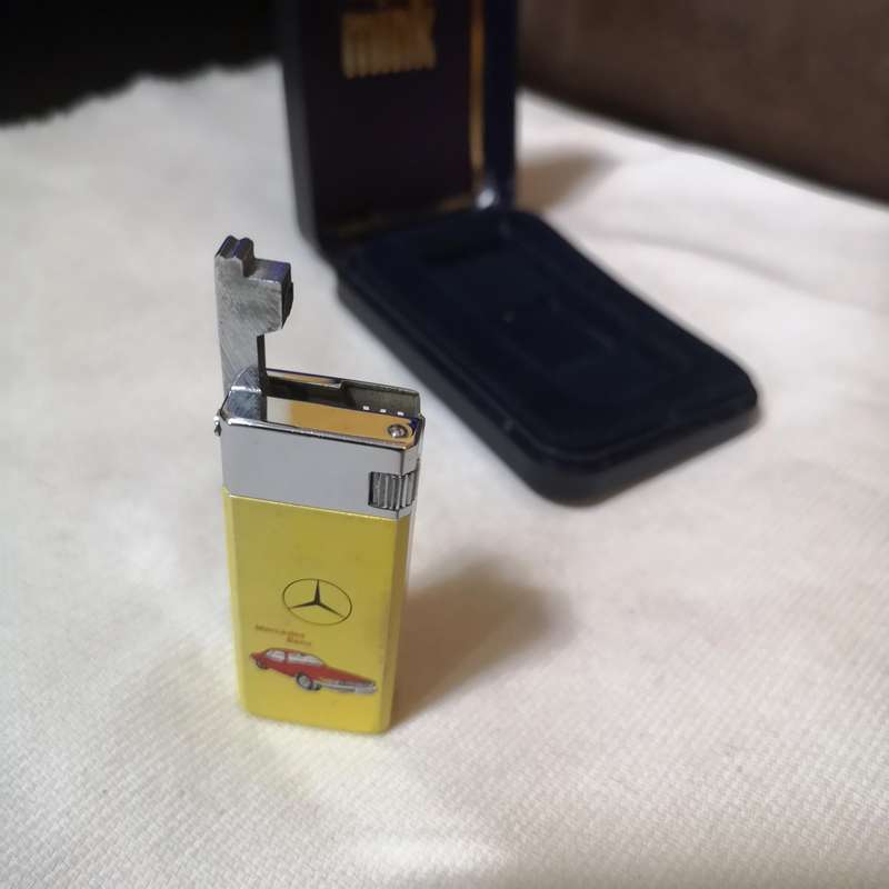 Vintage 70s Pinnacle Gas Lighter with Mercedes 450SLC Branding