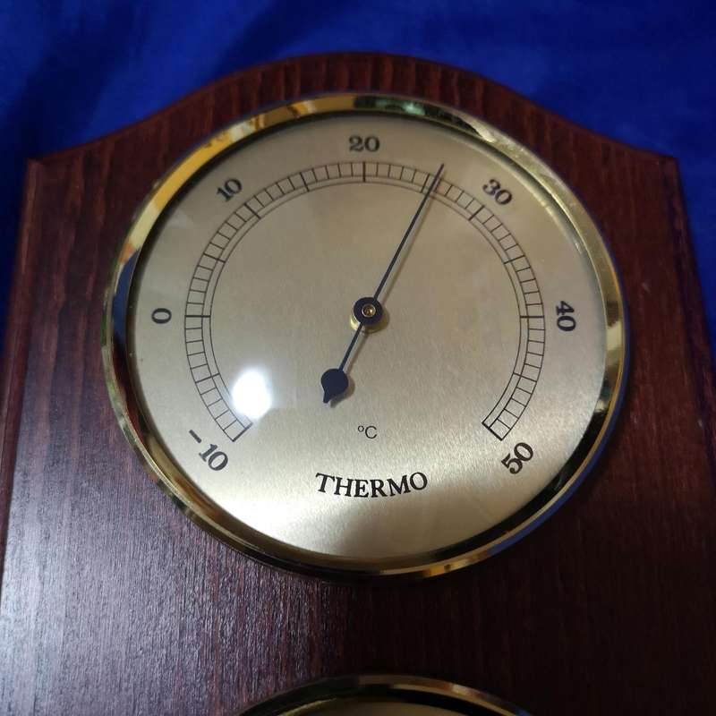 Weather Station Temperature, Barometer, Humidity. 3 Gauge Wood Wall Hanging- Made in Germany