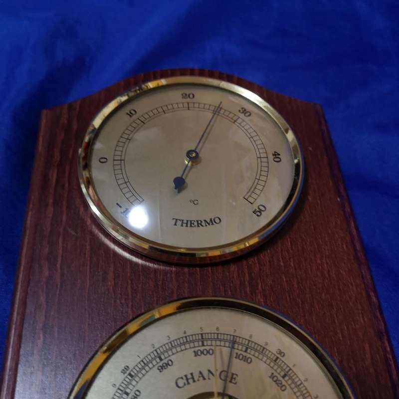 Weather Station Temperature, Barometer, Humidity. 3 Gauge Wood Wall Hanging- Made in Germany