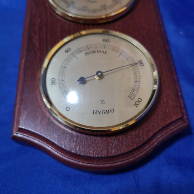 Weather Station Temperature, Barometer, Humidity. 3 Gauge Wood Wall Hanging- Made in Germany