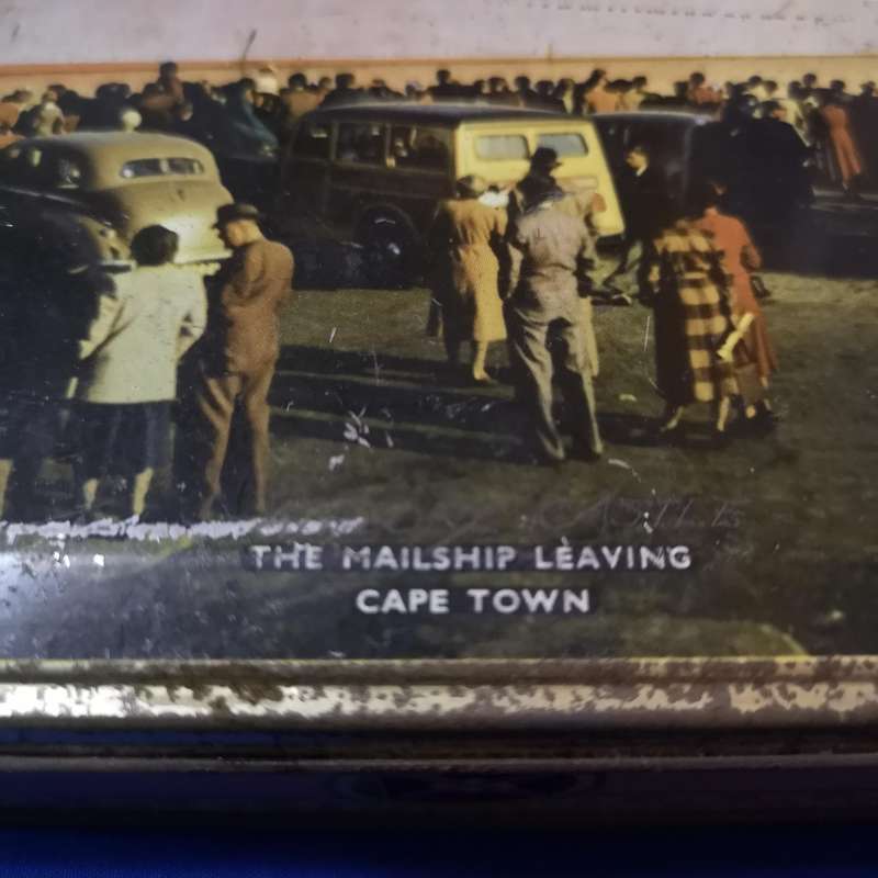 Vintage tin depicting the Mailship leaving Capetown- Edward Sharp