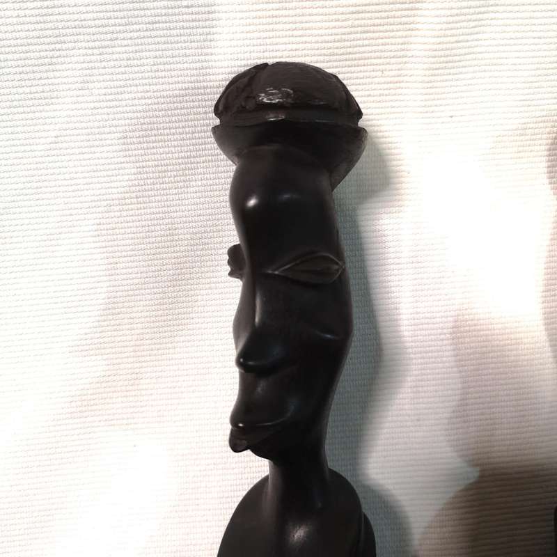 African Ebony Wood Carved Heads- Vintage