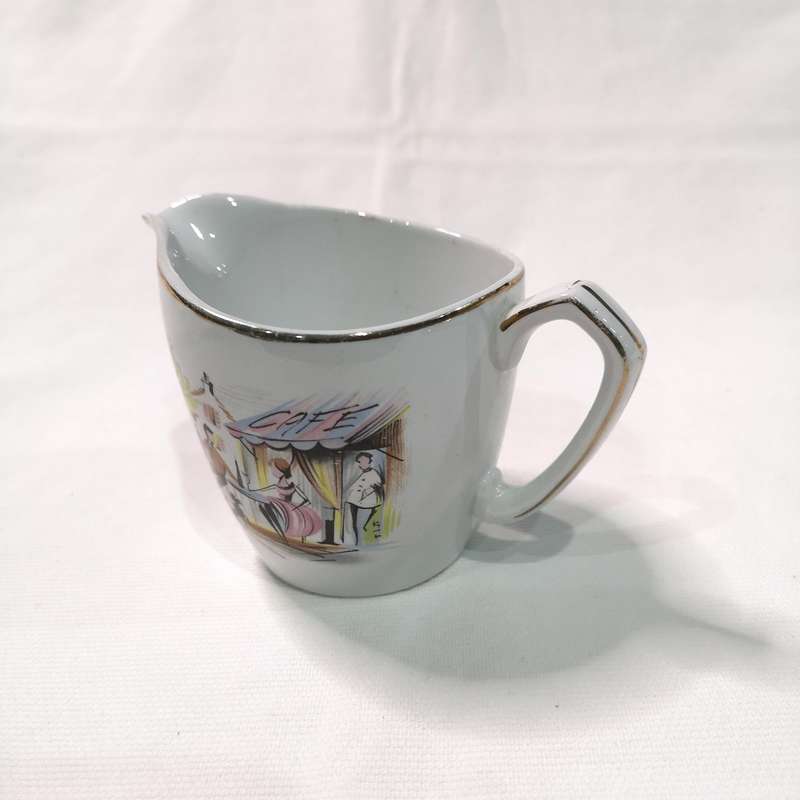 VINTAGE 1950'S MEAKIN PARIS French Poodle Cafe. Jug Glo White Ironstone