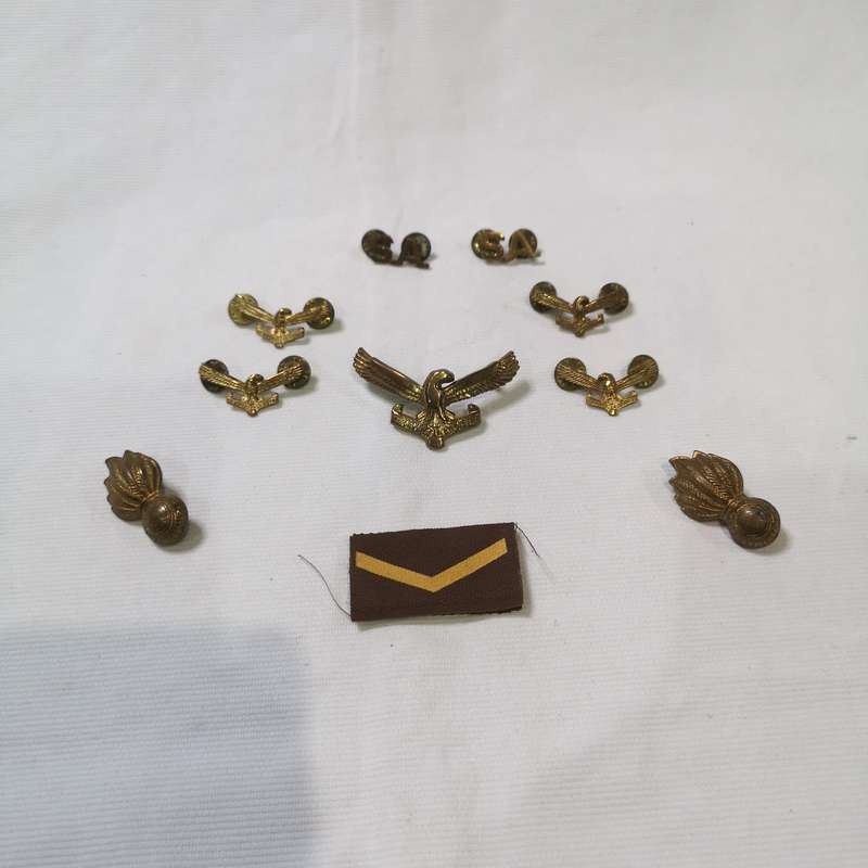 Collection of South African Air Force (SAAF) badges and insignia, primarily featuring cap badges and