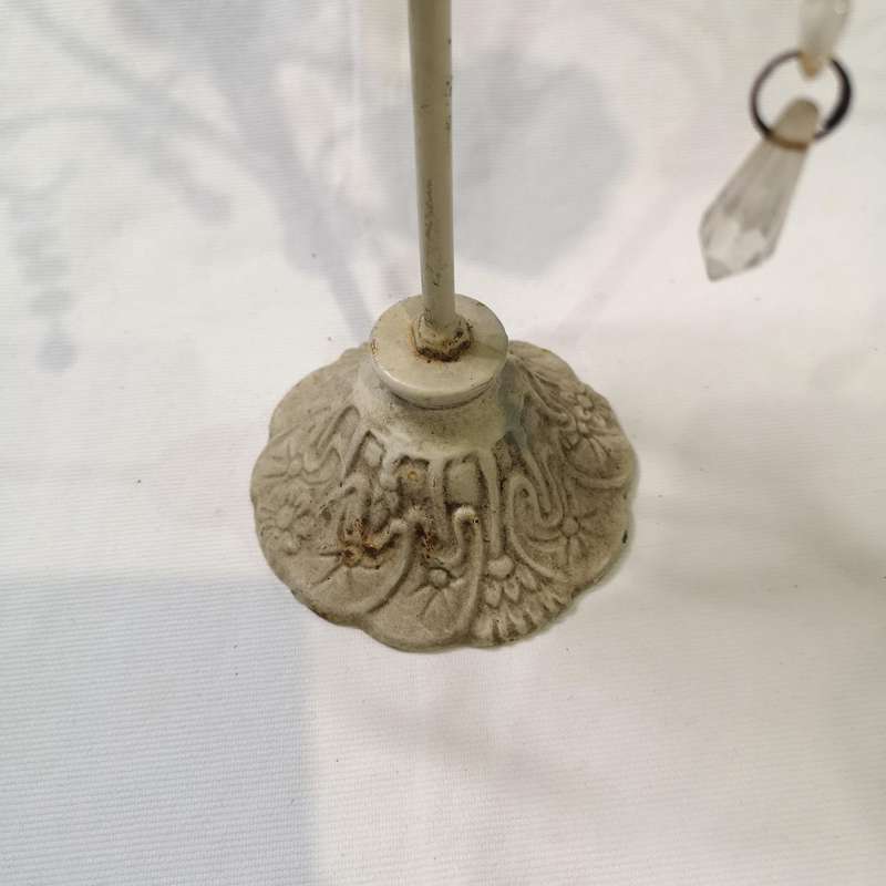 Vintage Cast Iron & Glass Candlebra Stick Holder