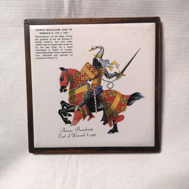 Decorative English Tile Thomas Beauchamp Earl Of Warwick B. 1345- Vintage