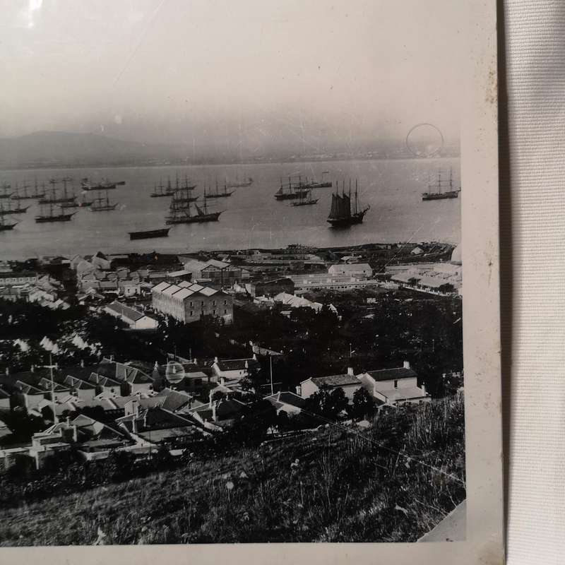 Historical Vintage 1800s Image "Cape Town Harbour from Signal Hill"