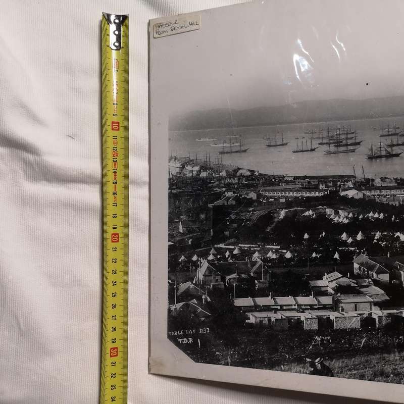 Historical Vintage 1800s Image "Cape Town Harbour from Signal Hill"