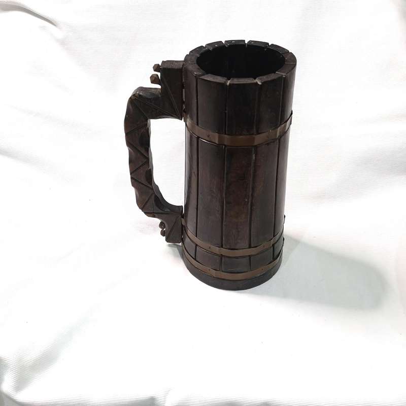 Vintage Spanish Wood & Copper Large Handcrafted Stein
