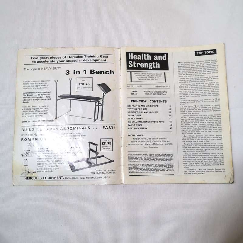 Sept 1972 HEALTH and STRENGTH bodybuilding muscle magazine NABBA GIRLS 9-72 (UK)