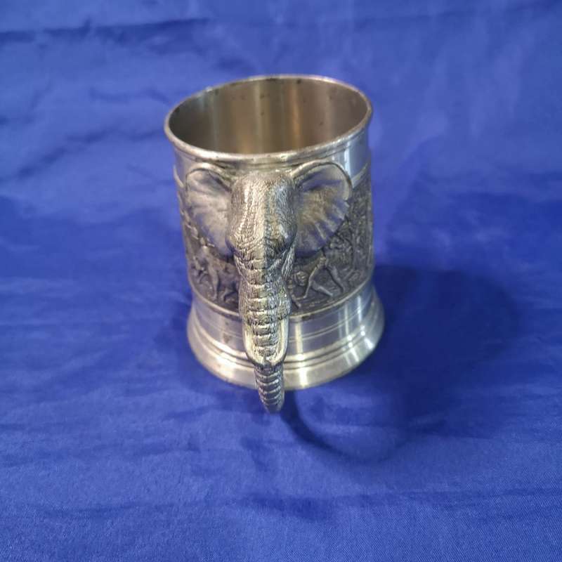 Bangkok Pewter Tankard feat. Elephant Head Handle, Lead Free, 97% Tin