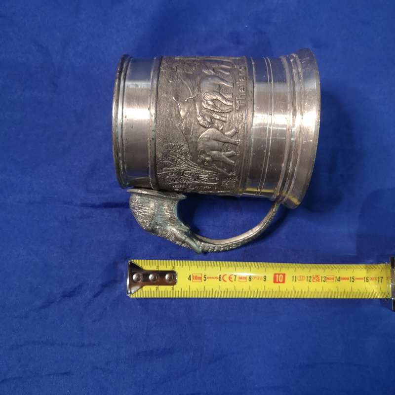 Bangkok Pewter Tankard feat. Elephant Head Handle, Lead Free, 97% Tin