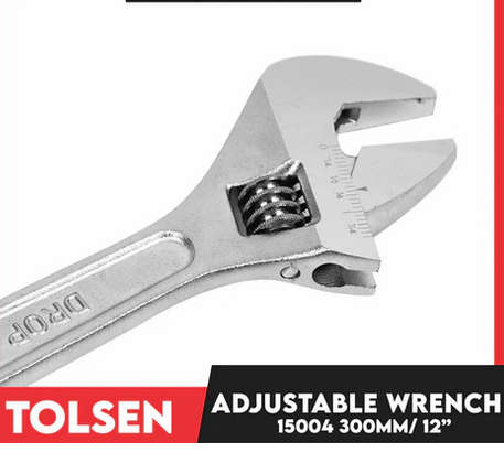 Tolsen Adjustable Wrench with Metric Scale Marked 300mm 12'' 15004