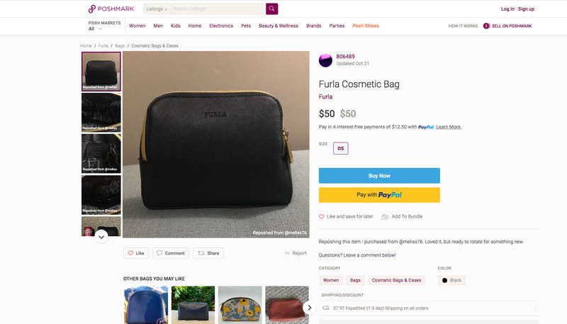 FURLA Cosmetic pouch with Gold plated zipper