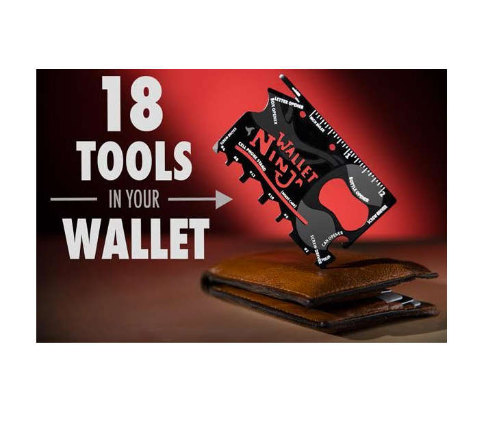 Ninja Wallet Multi Tool- Black- 18 Tools in 1. Ideal as a gift.