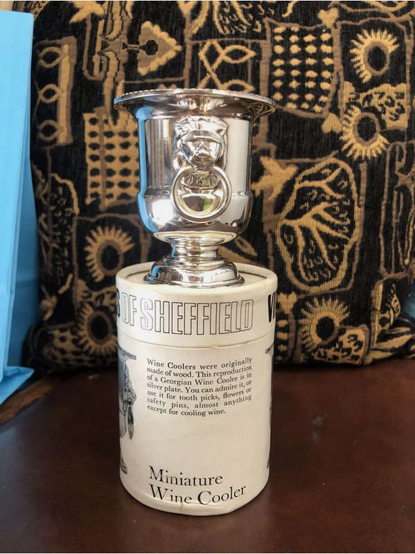 Vintage VINERS of SHEFFIELD Silver Plated Mini Vase Wine Cooler Lion Handles.