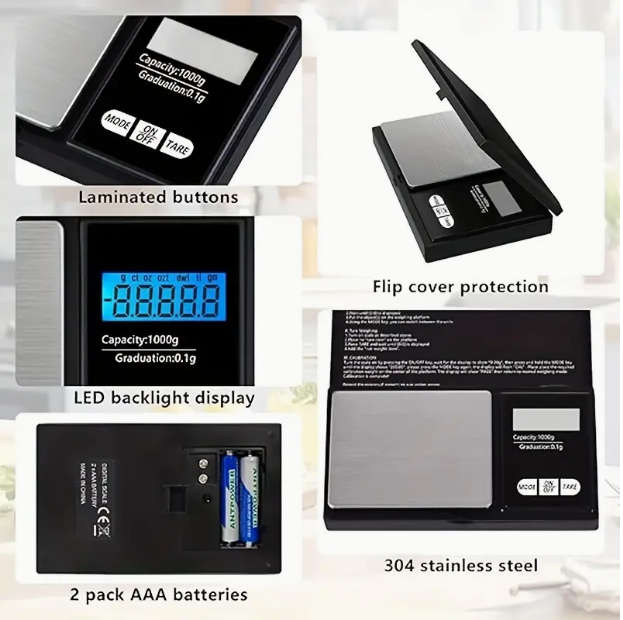 Professional Electronic Digital Scale.  Notebook Style 500g. Weighs in g, ct, oz, ozt, dwt, tl, gn,