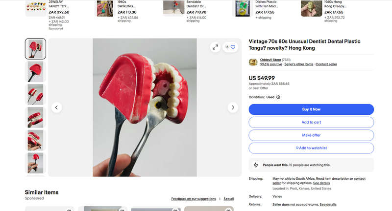 Vintage "Grandma's Ice/Sugar Tongs" 70s