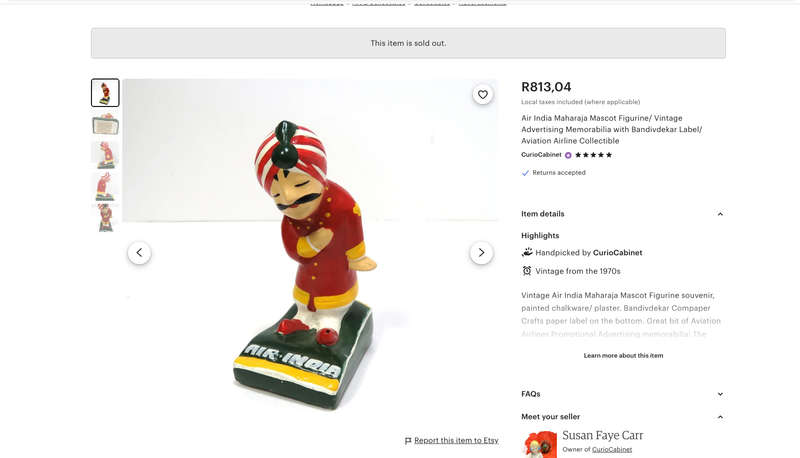 Air India Maharajah Mascot Figurine/ Vintage Memorabilia