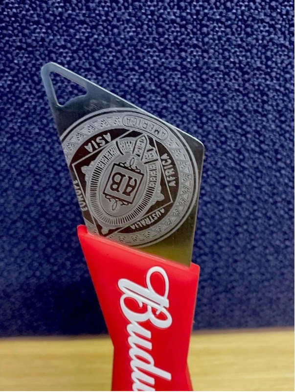 Budweiser Bottle Opener Stainless Steel Red Logo Bartender Laser Engraved