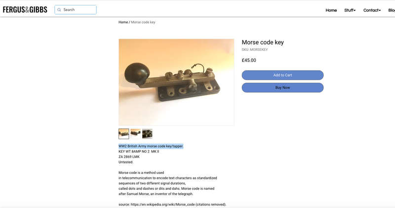 WW2 British Army morse code key/tapper.