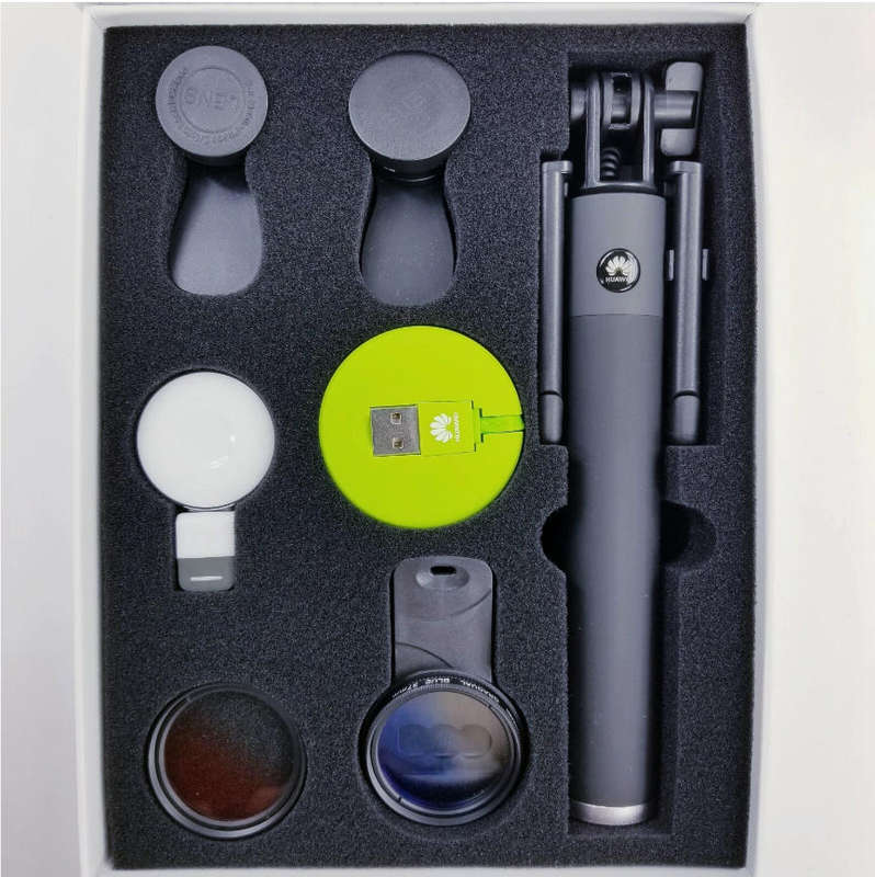 Huawei P10 / P10 Plus Gift Bundle. Lenses, selfie light, selfie stick, retractable charging cable
