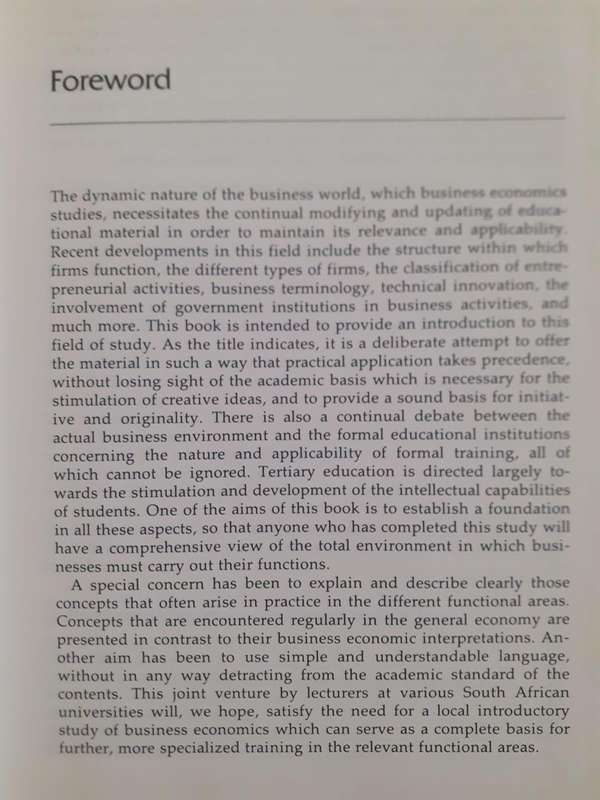 Applied Business Economics - an introductory survey ~ edited by P G du Plessis