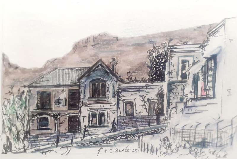 The Walls That Remember  Bo-Kaap Ink & Wash Art Series of 4 original sketches by F C Black