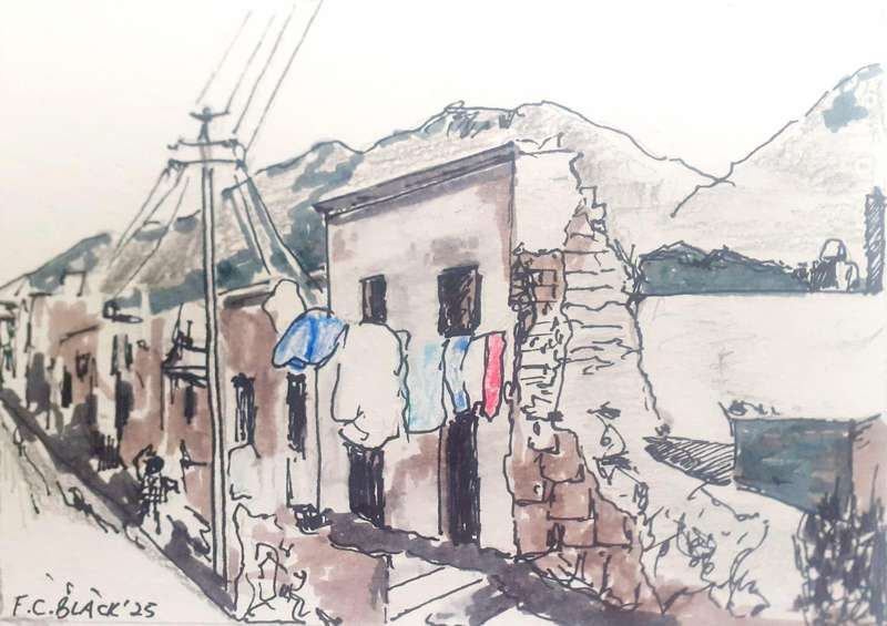 The Walls That Remember  Bo-Kaap Ink & Wash Art Series of 4 original sketches by F C Black
