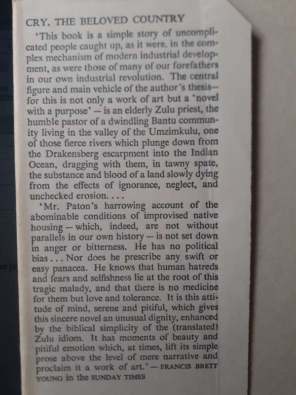Cry, the Beloved Country ~ Alan Paton