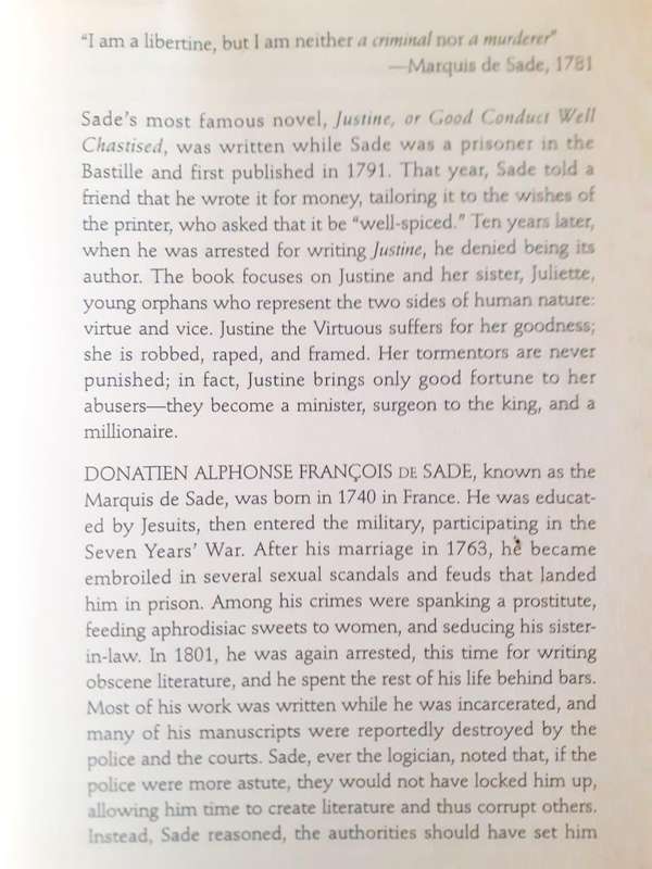 Justine ~ Marquis de Sade