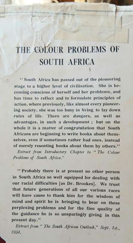 The Colour Problems of South Africa ~ Edgar H Brookes