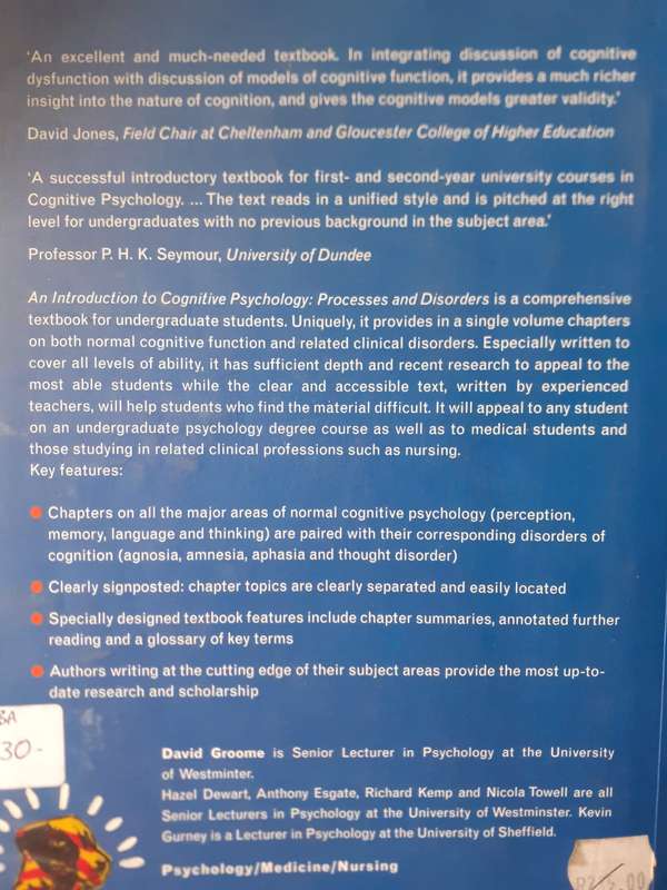 An Introduction to Cognitive Psychology - Processes and Disorders ~ David Groome