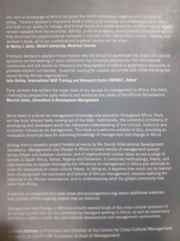 Management and Change in Africa - a Cross-Cultural Perspective ~ Terence Jackson