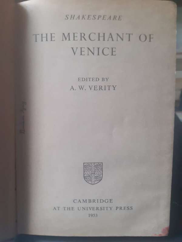 The Merchant of Venice ~ edited by A W Verity - Pitt Press Shakespeare