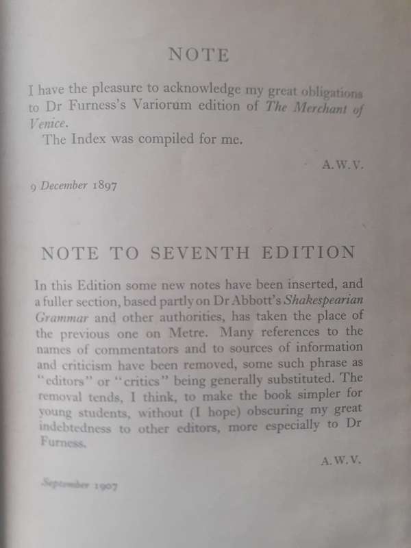 The Merchant of Venice ~ edited by A W Verity - Pitt Press Shakespeare