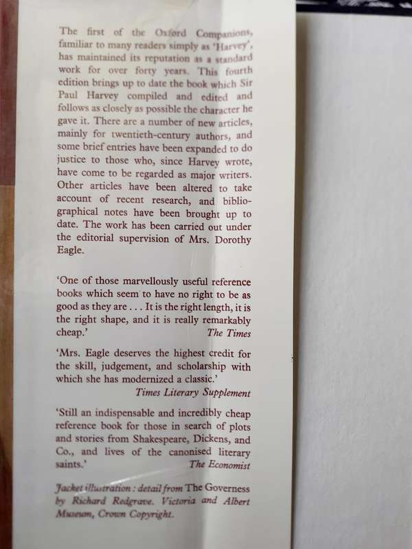 The Oxford Companion to English Literature ~ Sir Paul Harvey