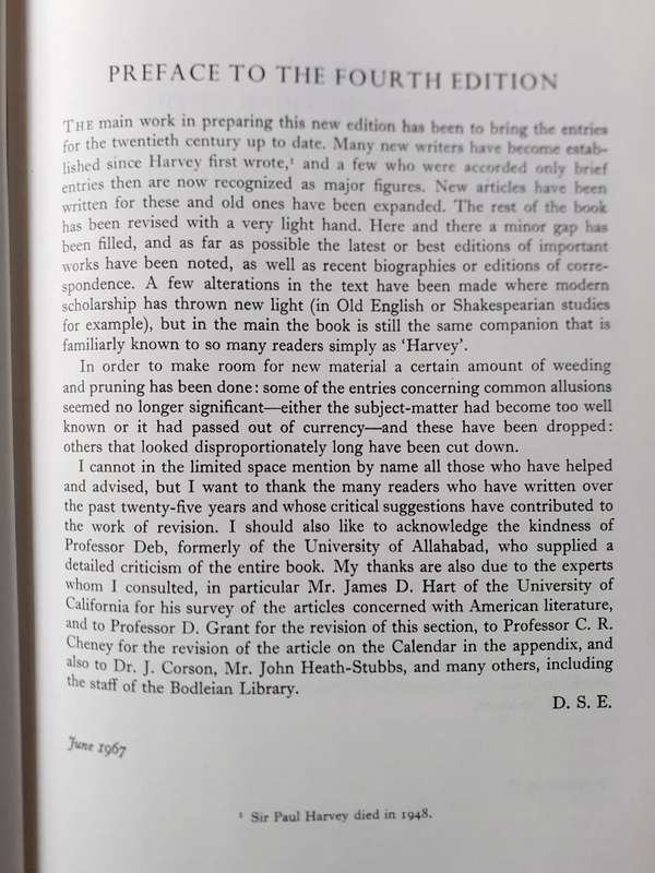 The Oxford Companion to English Literature ~ Sir Paul Harvey
