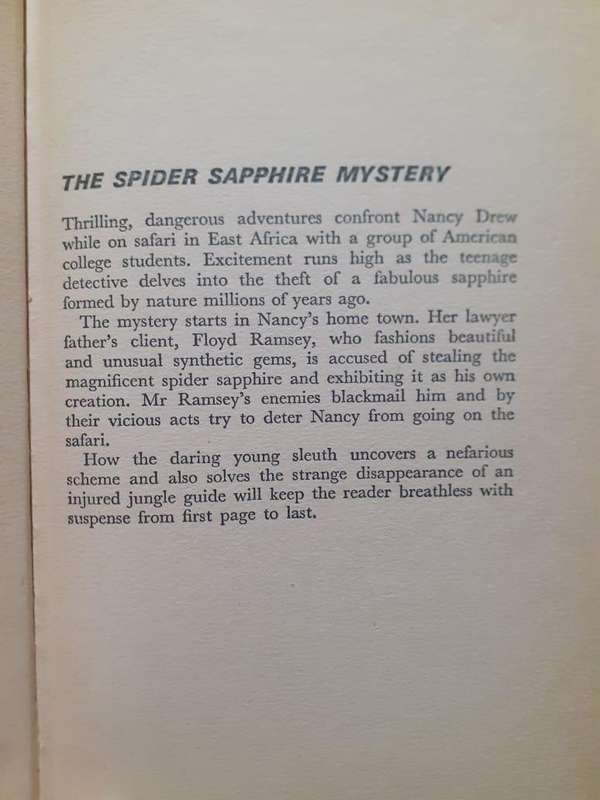 Nancy Drew: The Spider Sapphire Mystery (1971, Collins) ~ Carolyn Keene