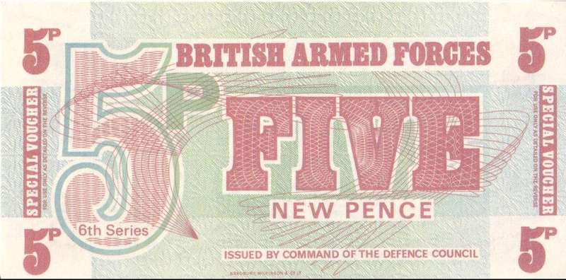 BRITISH ARMED FORCES 5 PENCE (6TH SERIES) 1972 UNC