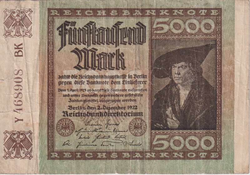 Germany 5000 Mark 1922, P81  F